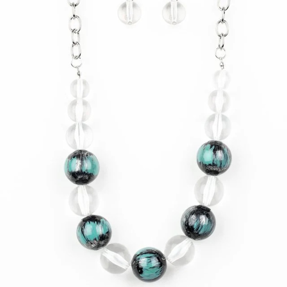 Paparazzi Aqua and Black Statement Necklace